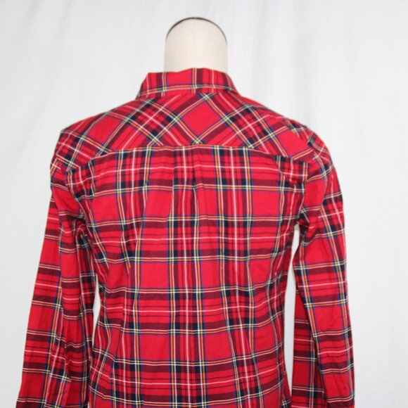 Talbots Red Tartan Plaid Top Women's Size S Button Down Shirt NEW Cotton - Picture 7 of 11